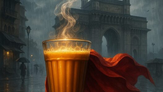 Chai cup in the backdrop of Gateway of India AI Image ChatGPT