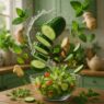 Cut Vegetable floating in air